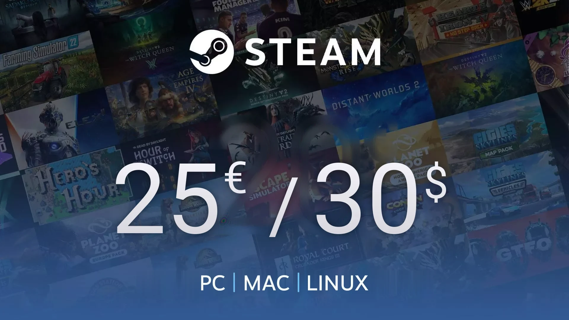 Auction: Steam Gift Card €25 ($30 global)