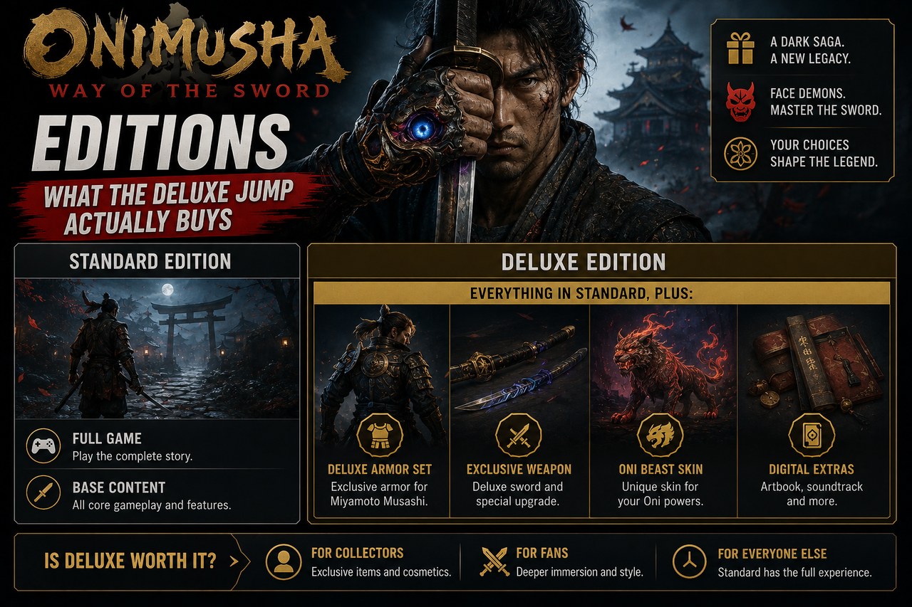 Onimusha Way of the Sword editions: what the Deluxe jump actually buys