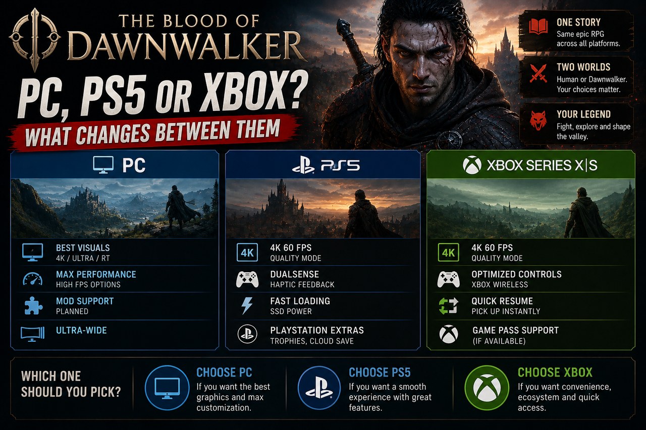 The Blood of Dawnwalker: PC, PS5 or Xbox, and what changes between them
