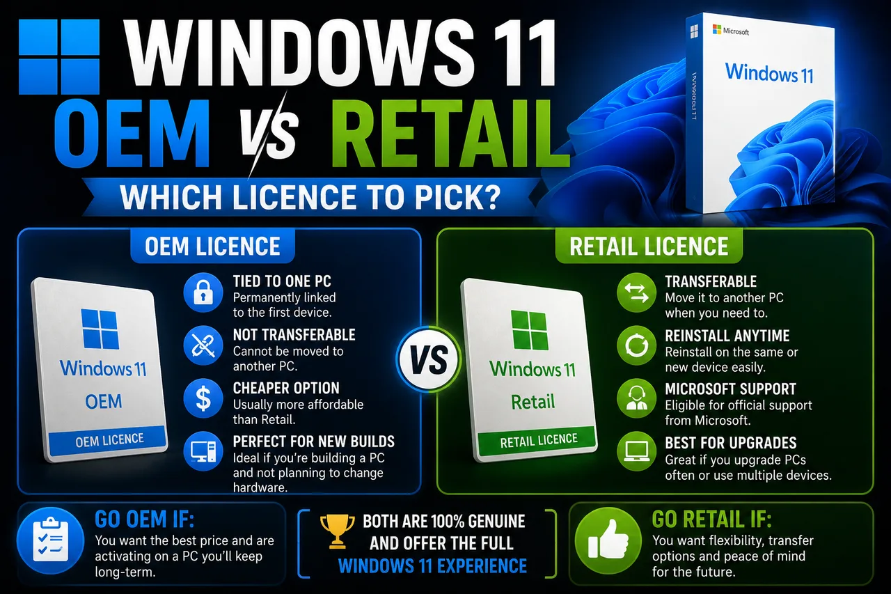 Windows 11 OEM vs Retail: which licence to pick