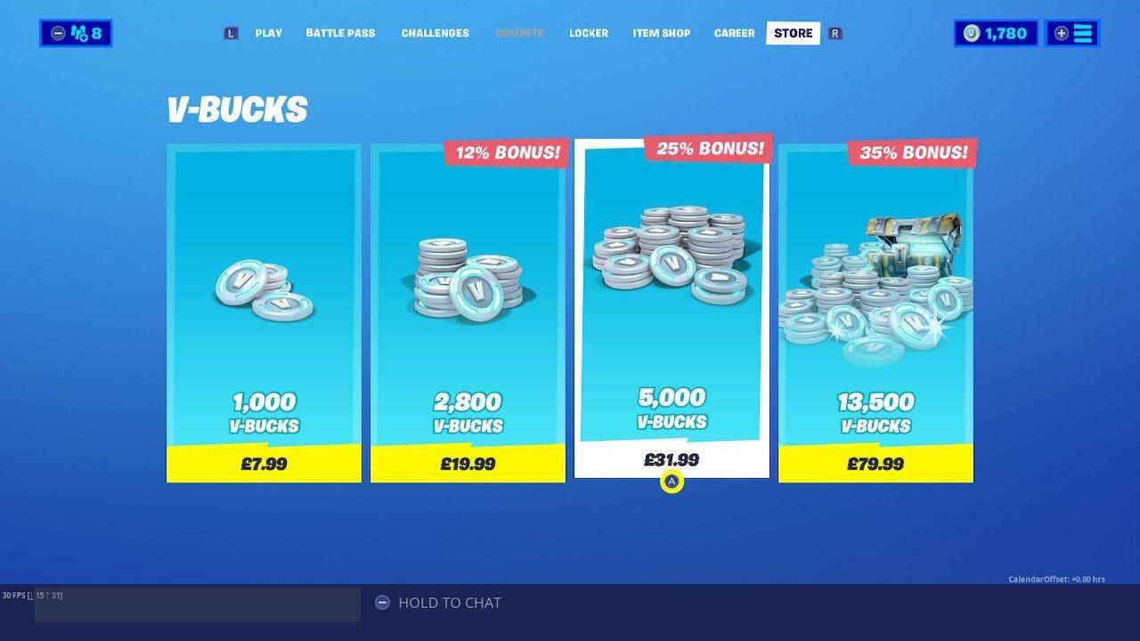 Fortnite 5000 V Bucks PC Key cheap Price of 32.45 for Epic