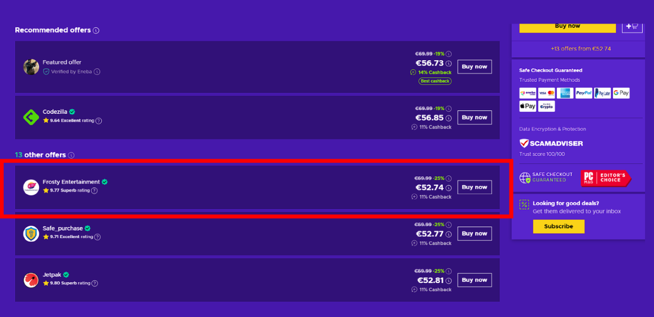 Choose the cheapest seller