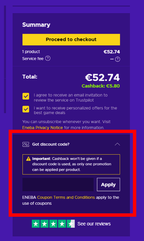 Enter the discount code