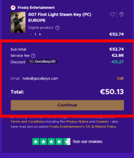 Check the final price and complete the purchase