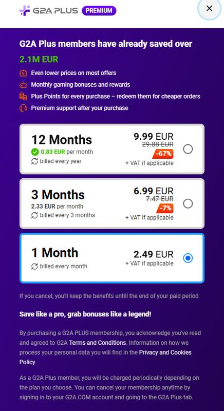 Watch out for the G2A Plus price