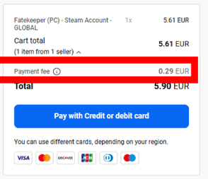 Check the payment fee and pay